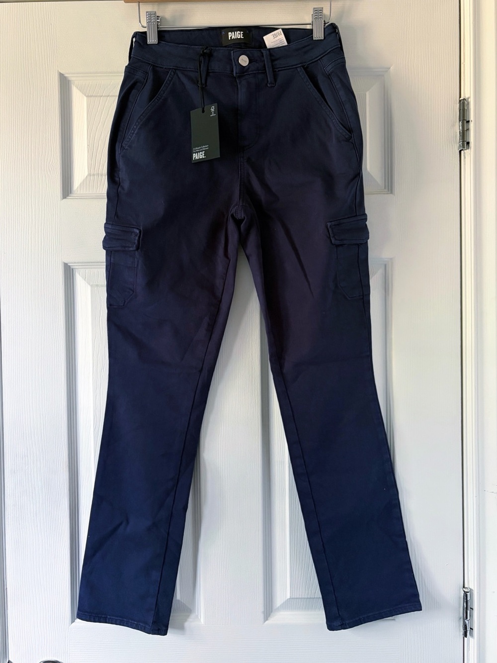 NWT PAIGE Jolie Cargo Pants Vintage Cosmic Navy High Rise Size 25 - Picture 5 of 10
